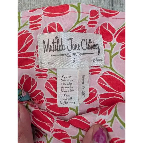 Matilda Jane Meadow Sweet Ellie Strawberry Knotted Tiered Tunic Dress, 6Y (Z3) - Picture 4 of 7